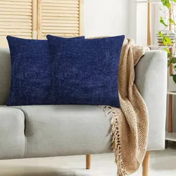 Lushomes Chenille Blue 2-Pieces Square Cushion Covers-image-34