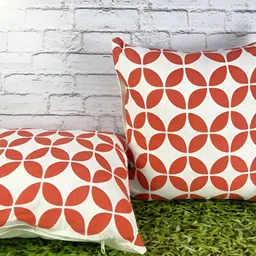 Pink Parrot White & Red 2 Pieces Geometric Printed Square Cushion Covers-image-90