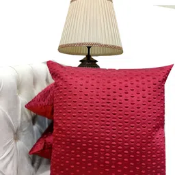 Good Vibes Maroon 3 Pieces Self Design Jacquard Square Cushion Covers-23