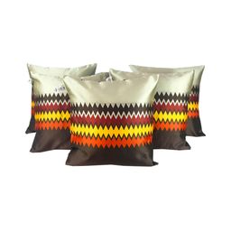 Pink Parrot Black & Yellow 5 Pieces Geometric Square Cushion Covers-image-68