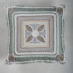 aadyahome Green & White Embroidered Square Cushion Covers-image-13