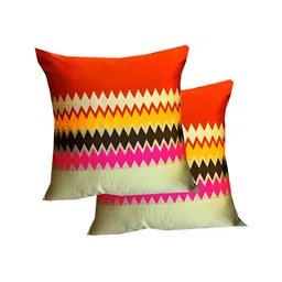 Pink Parrot Red & Yellow 5 Pieces Geometric Square Cushion Covers-image-68