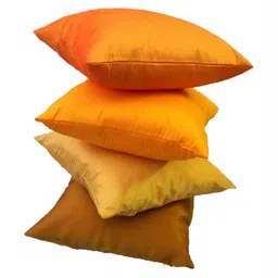 RoyalDeco Yellow Set of 4 Square Cushion Covers-102
