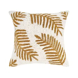 YWULY White & Beige Floral Embellished Square Cushion Cover-image-8