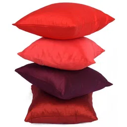 RoyalDeco Red & Burgundy Set of 4 Square Cushion Covers-image-93