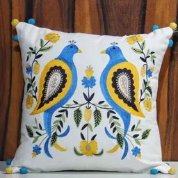 SHADES of LIFE Off White Set of 2 Geometric Square Cushion Covers-23
