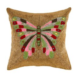 PURINA'S Brown & Pink Embellished Square Cushion Cover-image-87