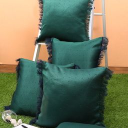 ROMEE Green Set of 5 Embroidered Square Cushion Covers-51