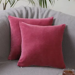 Jamio Firati Red & White 2 Pieces Velvet Square Cushion Covers-image-41