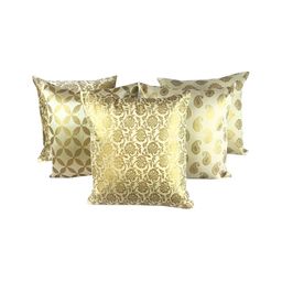 Pink Parrot White & Gold-Toned 5 Pieces Ethnic Motifs Printed Square Cushion Covers-picture-8