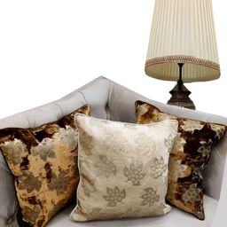 Good Vibes Brown & White 3 Pieces Geometric Velvet Square Cushion Covers-image-72