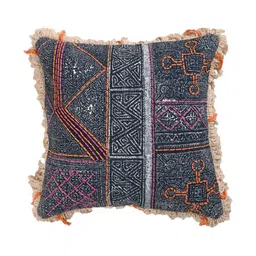 Art Avenue White Geometric Embroidered Square Pure Cotton Cushion Cover-image-11