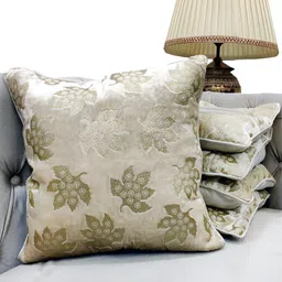 Good Vibes Cream-Coloured & Green 5 Pieces Geometric Velvet Square Cushion Covers-18