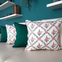 TARA- Sparkling Homes Blue & Pink 4 Pieces Embroidered Square Cushion Covers-image-69