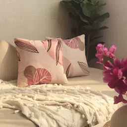 BELLA TRUE Beige & Pink 2 Pieces Floral Square Cushion Covers-image-23