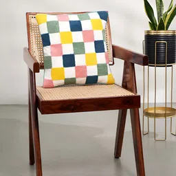 Living scapes by Pantaloons White & Blue Geometric Cotton Square Cushion Covers-28