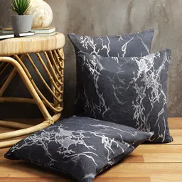 ROMEE Black & Grey Set of 3 Abstract Square Cushion Covers-9