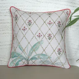ZEBA Off White & Pink Embroidered Square Cushion Cover-image-68