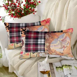 Tesmare Orange & Red  2 Pieces Quirky Velvet Rectangle Cushion Covers-image-90