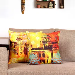 NISRAG HOME Yellow & Orange 2 Pieces Ethnic Motifs Cushion Covers-image-23