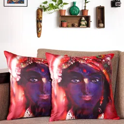 NISRAG HOME Red and Purple 2 Pieces Ethnic Motifs Cushion Covers-image-1