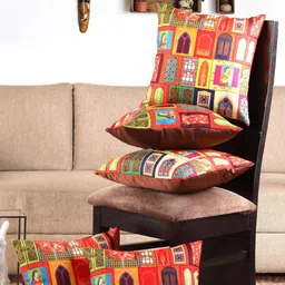 NISRAG HOME Red and Blue 5 Pieces Ethnic Motifs Cushion Covers-image-2