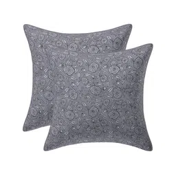 Texstylers Grey 2 Pcs Printed Cotton Square Cushion Covers-picture-47