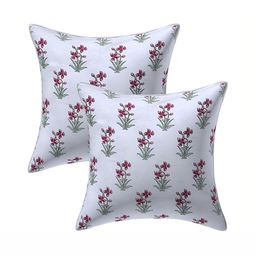 Texstylers Pink Set of 2 Floral Square Cushion Covers-22