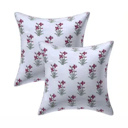Texstylers Pink & White 2 Pieces Printed Reversible Cotton Square Cushion Covers-picture-8
