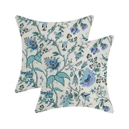 Texstylers Blue & Beige 2 Pcs Printed Cotton Square Cushion Covers-picture-8