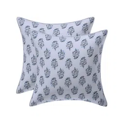 Texstylers Blue Set of 2 Floral Square Cushion Covers-49