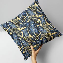 BIANCA Navy Blue & Yellow Floral Square Cushion Covers-46