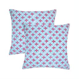 RRC Pink & White 2 Pieces Floral Cotton Square Cushion Covers-image-51
