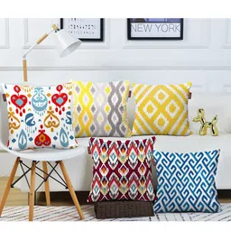 AEROHAVEN Multicoloured Set of 5 Ethnic Motifs Square Cushion Covers-33