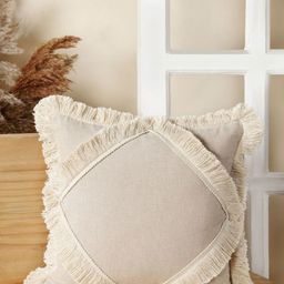 ANWYN Beige Cotton Square Cushion Covers-image-8