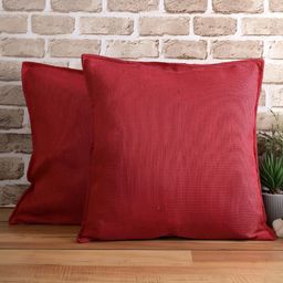THE CONVERSION Maroon 2 Pieces Jute Cotton Square Cushion Covers-71