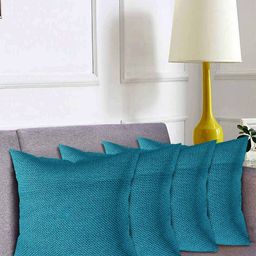 Kuber Industries Blue Set of 4 Square Cushion Covers-38