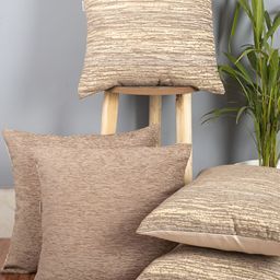 CAZIMO Beige & Brown 5 Pieces Abstract Textured Jacquard Square Cushion Covers-image-71