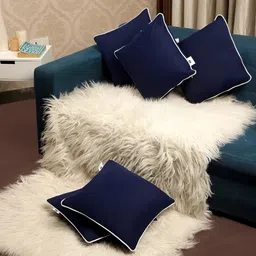 Stuff N' Fluff Navy Blue 5 Pieces Square Cushion Covers-26