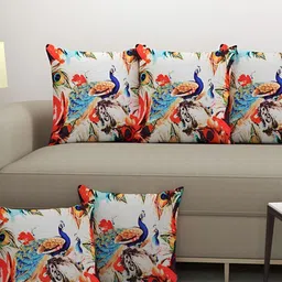 BIGGER FISH Red & Blue 5Pcs Ethnic Motifs Square Cushion Covers-image-5