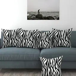 BIGGER FISH Black 5 Pcs Square Cushion Covers-image-54