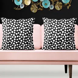 ArtzFolio Black & Grey 5 Pieces Printed Velvet Square Cushion Covers-25