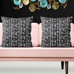 ArtzFolio Black & White 5 Pieces Printed Velvet Square Cushion Covers-image-93