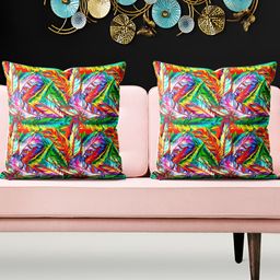 ArtzFolio Green & Blue 5 Pieces Velvet Square Cushion Covers-image-88