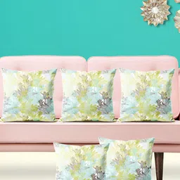 ArtzFolio Blue and Green 5 Pieces Abstract Printed Velvet Square Cushion Covers-image-42