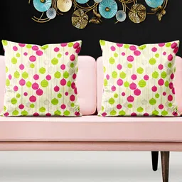 ArtzFolio Off White & Green 5 Pieces Printed Velvet Square Cushion Covers-image-15