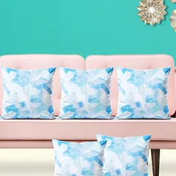 ArtzFolio Blue 5 Pieces Abstract Velvet Square Cushion Covers-image-102