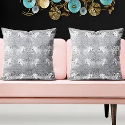 ArtzFolio Grey 5 Pieces Abstract Velvet Square Cushion Covers-image-86