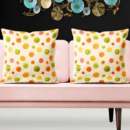 ArtzFolio Yellow and Green 5 Pieces Geometric Printed Velvet Square Cushion Covers-image-96