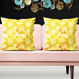 ArtzFolio Yellow & White 5Pcs Floral Square Cushion Covers-image-92